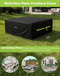 Husă de protecție pentru mobilier de grădină VDISRR, 250x150x90 cm, Oxford 420D, impermeabilă, rezistentă la UV, cu orificii de aerisire, pentru masă de grădină și seturi de mobilier 2