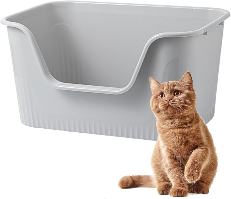 Vealind XL Nyitott Macskavécé Magas Peremmel 55x40x26cm Szürke - gray
