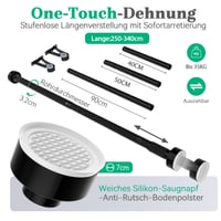 Vecto čierna teleskopická záclonová tyč bez vŕtania 250-340 cm, priemer 32 mm 2