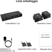 VEDINDUST HDMI Splitter Elosztó 1-4 Kimenettel - 50m Jeltovábbítás Cat5e/6/7 Kábelen - 1080p Felbontás - EDID Funkció - POC Technológia 7