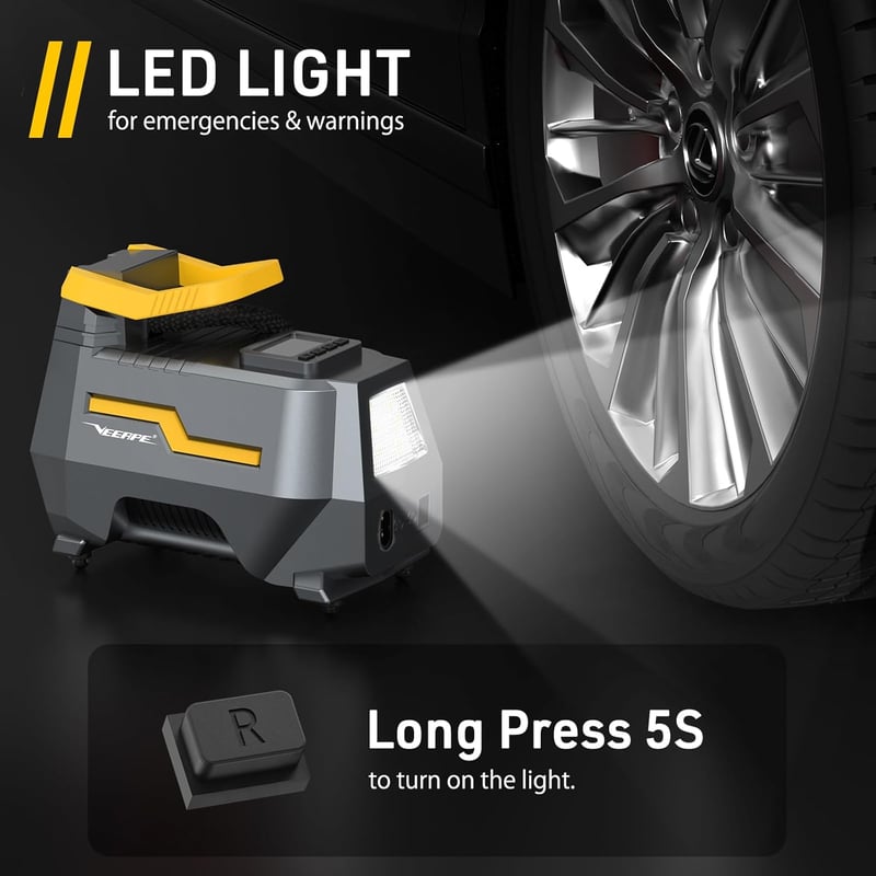VEEAPE 230V/12V Légkompresszor Autó Kerékpár Motorkerékpár 150 PSI LED Kijelzővel