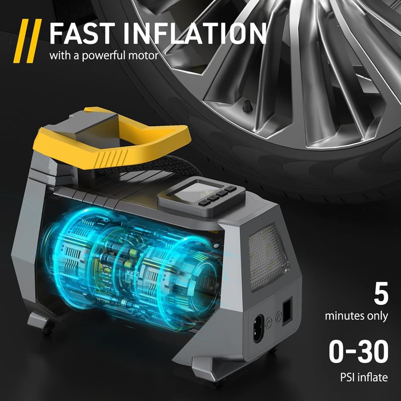VEEAPE 230V/12V Légkompresszor Autó Kerékpár Motorkerékpár 150 PSI LED Kijelzővel