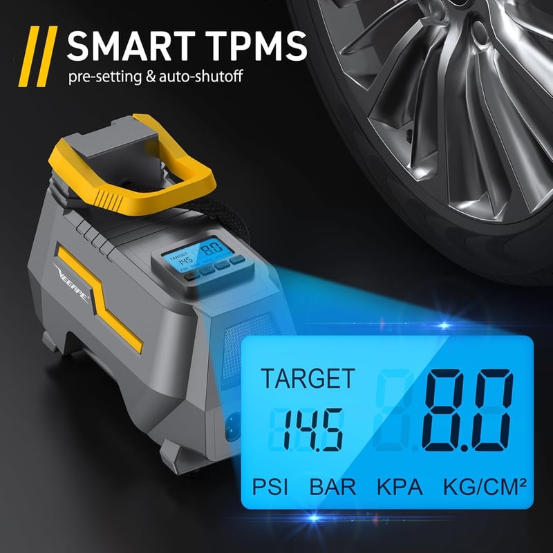 VEEAPE 230V/12V Légkompresszor Autó Kerékpár Motorkerékpár 150 PSI LED Kijelzővel