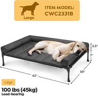 Veehoo Emelt Kutyaágy Vízálló Párnázott Matraccal, Nagy, Fekete - 107 x 76 x 18 cm (L x W x H), Black 2
