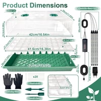 Set de mini-seră pentru interior VEEKAY, 2 bucăți, 120 de celule, cu lampă de creștere și temporizator, luminozitate reglabilă, 20 de etichete pentru plante, pentru însămânțare 2