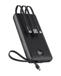 VEEKTOMX Powerbank 20000 mAh so vstavaným USB-C káblom, 5 výstupov, 2 vstupy, LED displej, čierna, kompatibilný s iPhone, Samsung, Huawei, Xiaomi 1