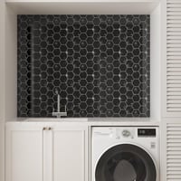 VEELIKE Hatszögletű Márvány Fekete Öntapadós Csempe Matrica - Vízálló Konyhai és Fürdőszobai Falpanel, 30,5 x 30,5 cm, 6 db 4