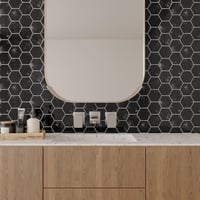 VEELIKE Hatszögletű Márvány Fekete Öntapadós Csempe Matrica - Vízálló Konyhai és Fürdőszobai Falpanel, 30,5 x 30,5 cm, 6 db 8