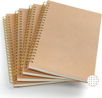 VEESUN A5 Pontrácsos Jegyzetfüzet 4 db - Spirálkötésű Notesz Kraft Borítóval, 80 Lap/160 Oldal, Vázlatfüzet, Napló Iskolába Irodába 1