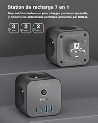 VEFVE 70W USB-C Gyorstöltő Elosztó Kocka 7-in-1 Kapcsolóval - GaN III Technológia - Kompatibilis Laptopokkal, MacBook Pro, iPad, iPhone, Sam 3