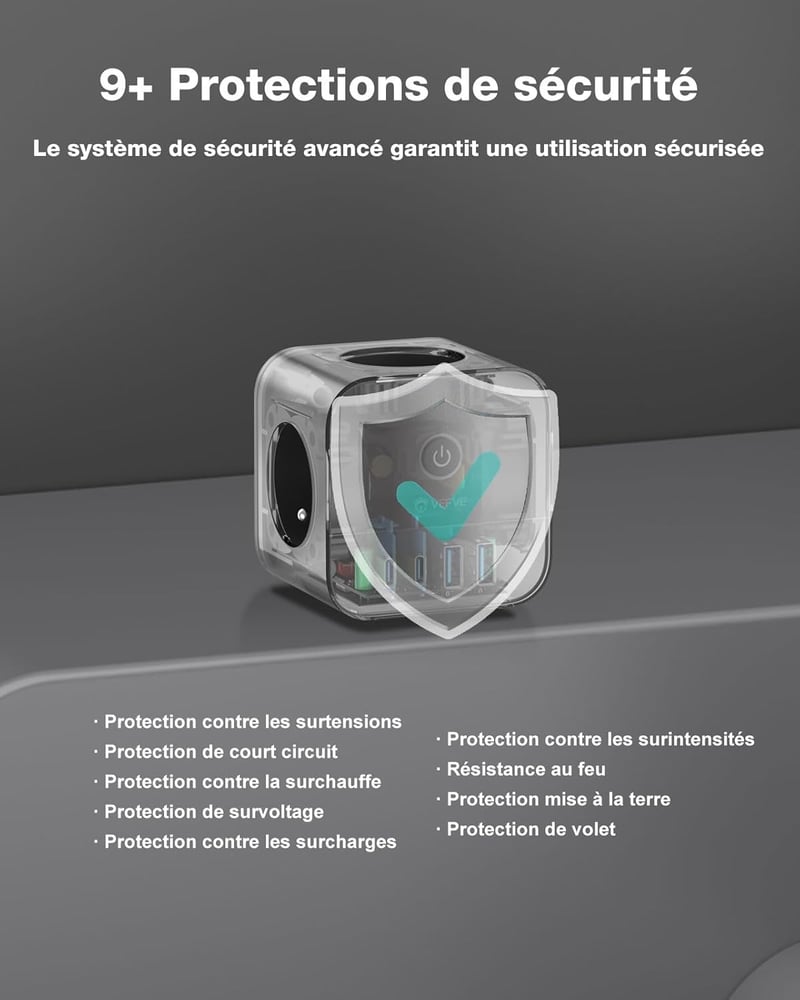 VEFVE 70W USB-C Gyorstöltő Elosztó Kocka 7-in-1 Kapcsolóval - GaN III Technológia - Kompatibilis Laptopokkal, MacBook Pro, iPad, iPhone, Sam