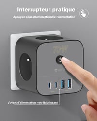 VEFVE 70W USB-C Gyorstöltő Elosztó Kocka 7-in-1 Kapcsolóval - GaN III Technológia - Kompatibilis Laptopokkal, MacBook Pro, iPad, iPhone, Sam 4