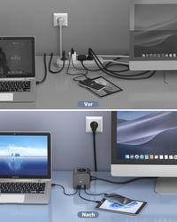 VEFVE 70W USB-C Kocka Elosztó, 7-az-1-ben Kapcsolós Hosszabbító 3m Kábellel, Gyorstöltő USB Portokkal MacBook, Laptop, iPhone 15 Készülékekh 5