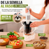Aparat Vegan Milker pentru lapte vegetal de casă 1L, preparare într-un minut, pentru lapte de ovăz și soia, cu filtru, compatibil cu blenderul vertical, culoare neagră, broșură cu rețete 2