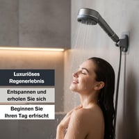 Pară de duș cu filtru VEGCOO cu furtun de 1,5 m, 3 tipuri de jet, economisire a apei - negru 4