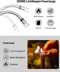 VEHHE ívgyújtó elektromos USB-s fényes lánggyújtó 6