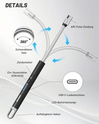 VEHHE ívgyújtó elektromos USB-s fényes lánggyújtó 4