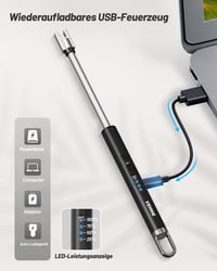 VEHHE ívgyújtó elektromos USB-s fényes lánggyújtó 2