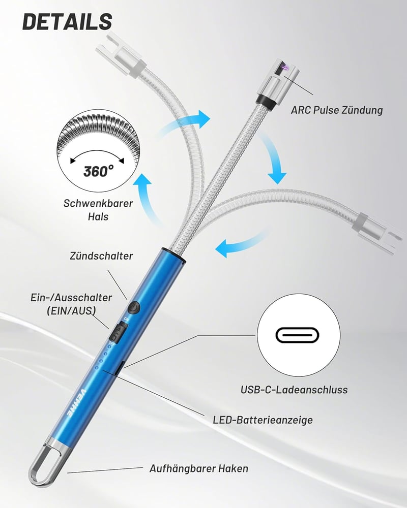 VEHHE ívgyújtó elektromos USB-s gyújtó