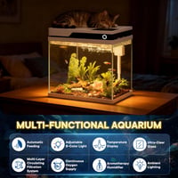 Vehipa 15L Nano Akvárium Szett Automata Etetővel, LED Világítással és Hőmérővel 2