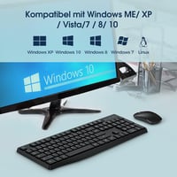 VEILZOR 2.4G Vezeték Nélküli Billentyűzet és Egér Szett - Német QWERTZ Kiosztás, Csendes Működés, PC/Laptop/Notebook Kompatibilis, Windows/M 7