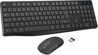 VEILZOR 2.4G Vezeték Nélküli Billentyűzet és Egér Szett - Német QWERTZ Kiosztás, Csendes Működés, PC/Laptop/Notebook Kompatibilis, Windows/M 1