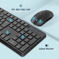 VEILZOR 2.4G Vezeték Nélküli Billentyűzet és Egér Szett - Német QWERTZ Kiosztás, Csendes Működés, PC/Laptop/Notebook Kompatibilis, Windows/M 3