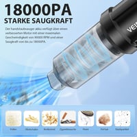VEIPAO Vezeték Nélküli Kézi Porszívó 18KPA - Összecsukható 4 az 1-ben Mini Porszívó 6000mAh Akkumulátorral, 35 Perc Üzemidő, Otthoni és Autó 2