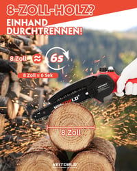 Veitorld 8 Inch Akkumulátoros Láncfűrész 8000 mAh Motorral, Automata Olajozással 5