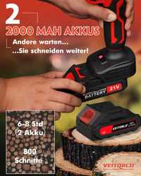 Veitorld Akkumulátoros Ágvágó 30mm Elektromos Kertészeti Olló 2 Akkuval LED Kijelzővel 4