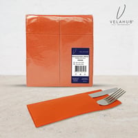 VelaHub Airlaid servítka s vreckom na príbor, 50 ks – Prémiová jednorazová servítka, 39x40 cm, oranžová 2