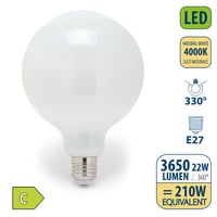 LED žiarovka Velamp Opal G125 Globe Filament E27 22W 3650lm 4000K prirodzené biele svetlo, veľký závit 2