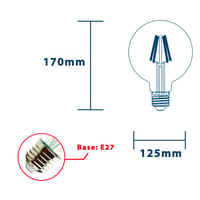 LED žiarovka Velamp Opal G125 Globe Filament E27 22W 3650lm 4000K prirodzené biele svetlo, veľký závit 3