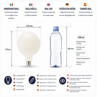 LED žiarovka Velamp Opal G125 Globe Filament E27 22W 3650lm 4000K prirodzené biele svetlo, veľký závit 7