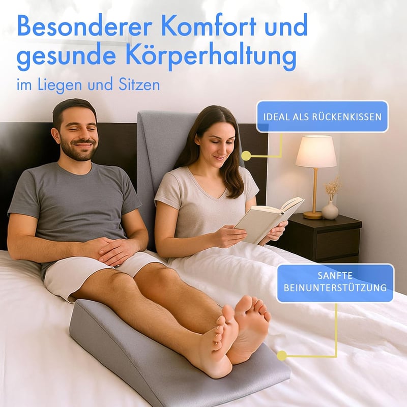 Velara Ék Alakú Párna 60 cm Széles, Európai Gyártás, 2-Rétegű Rendszer, Reflux Párna Alváshoz, Memóriahabos Matrac Ék, Olvasópárna Mosható H