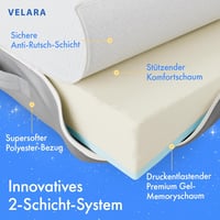 Velara Ék Alakú Párna 60 cm Széles, Európai Gyártás, 2-Rétegű Rendszer, Reflux Párna Alváshoz, Memóriahabos Matrac Ék, Olvasópárna Mosható H 2
