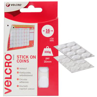 Samolepiace suché zipsy VELCRO, biele, 16 mm x 16 mm, balenie 16 ks, obojstranné lepiace krúžky na bytové dekorácie, do kancelárie, do garáže 1
