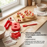 Velicber silikonski kalup za tortu u obliku broja 18, kalup za pečenje torti u obliku broja od 10 inča, crveni 7