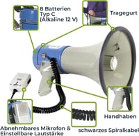 Velleman MP25SFM 25W Hangosbemondó Többszínű Megafon - 25Watt 6