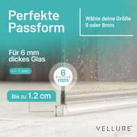 Vellure Zuhany Ajtó Tömítés, Gumi Szalag 6mm Üveghez, Univerzális 100cm - 6 mm glass thickness, 1 3
