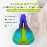 VELMIA Ergonomikus Kerékpár Nyereg 3-Zónás Kialakítással - Memóriahabos Üléspárna Rezgéscsillapítással MTB, Gravel és E-Bike Kerékpárokhoz 4