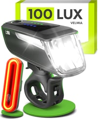 Velmia LED kerékpárlámpa szett USB töltéssel, 8,5 óra üzemidő, 3 fokozat 1