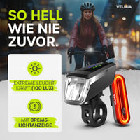 Velmia LED kerékpárlámpa szett USB töltéssel, 8,5 óra üzemidő, 3 fokozat 2