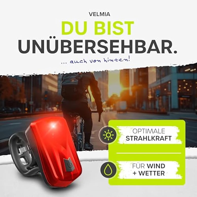 Velmia LED kerékpárlámpa szett USB töltéssel 8,5 órás üzemidő 3 fokozat