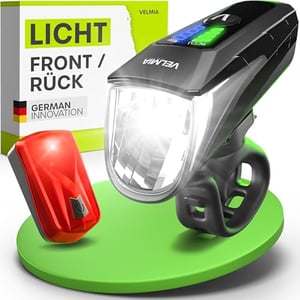Velmia LED kerékpárlámpa szett USB töltéssel 8,5 órás üzemidő 3 fokozat