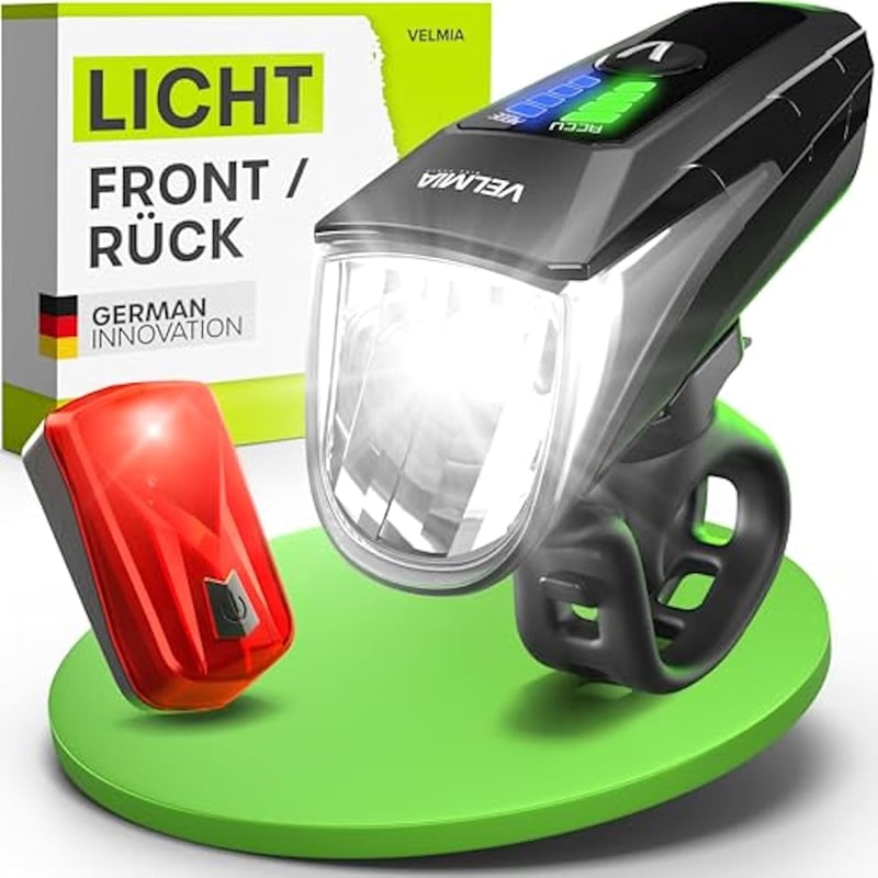 Velmia LED kerékpárlámpa szett USB töltéssel 8,5 órás üzemidő 3 fokozat
