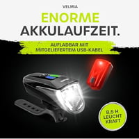 Velmia LED kerékpárlámpa szett USB töltéssel 8,5 órás üzemidő 3 fokozat 4