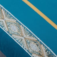 Velvhom Bársony Díszpárnahuzat 50x50 cm Türkiz Bohém Patchwork Mintás Kanapé Párna Huzat 2 db Szett Nappali Hálószoba 7