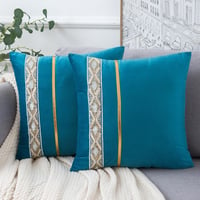 Velvhom Bársony Díszpárnahuzat 50x50 cm Türkiz Bohém Patchwork Mintás Kanapé Párna Huzat 2 db Szett Nappali Hálószoba 1