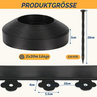 Velway fleksibilni plastični vrtni rubnjak crni 40 m duljina 5 cm visina graničnik za travnjake i gredice 2
